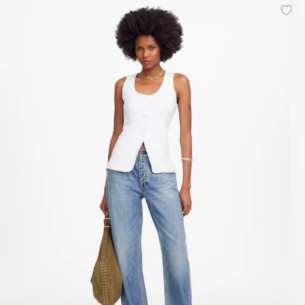 Madewell White Sleeveless Button-Front Tank Top